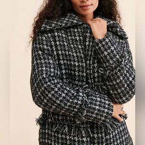 Apparis Malik Tweed Puffer M black white metallic fringe